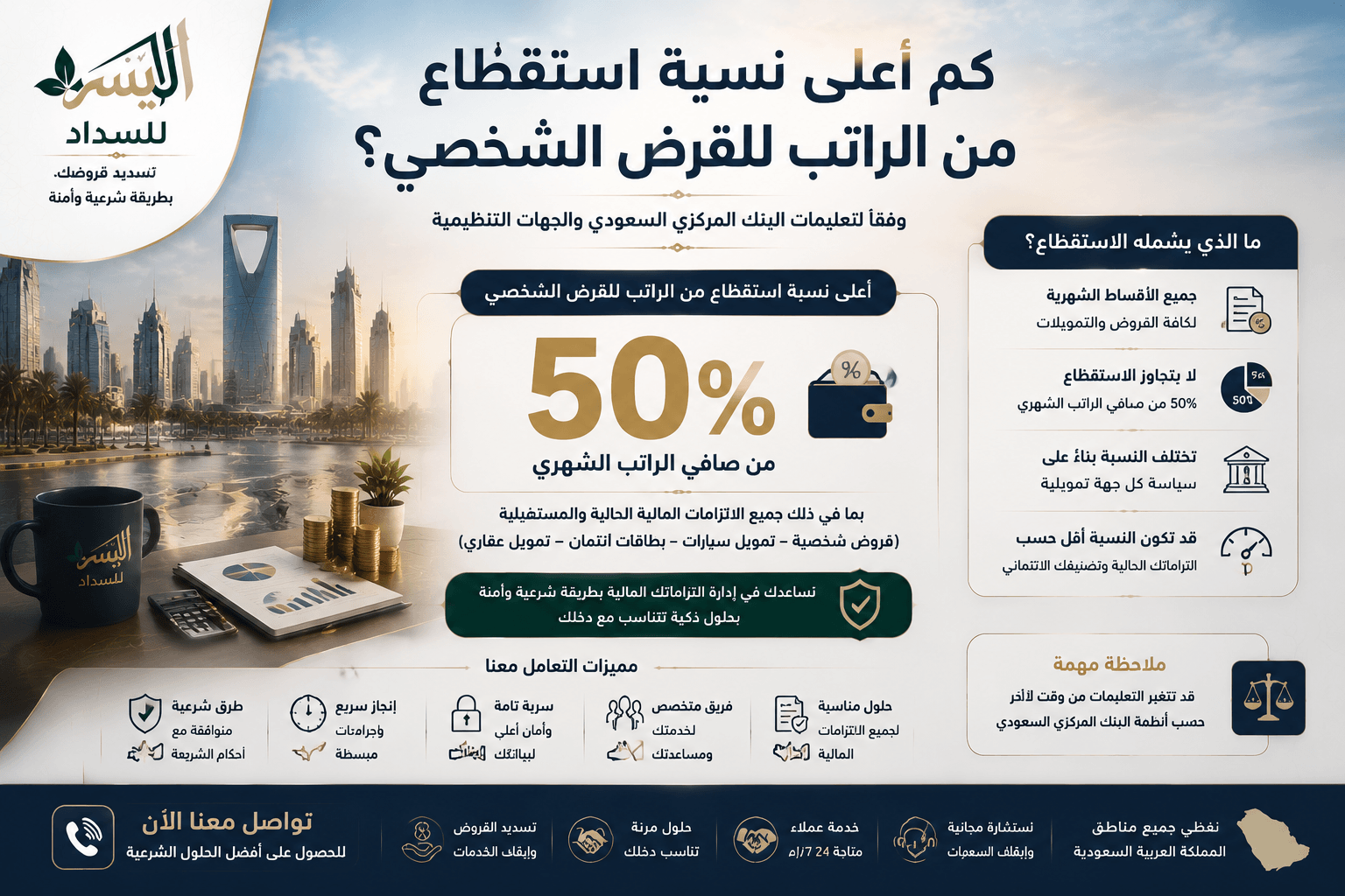 كم أعلى نسبة استقطاع من الراتب للقرض الشخصي؟